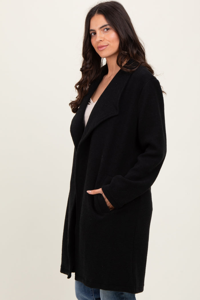 Black Knit Relaxed Fit Coat Jacket