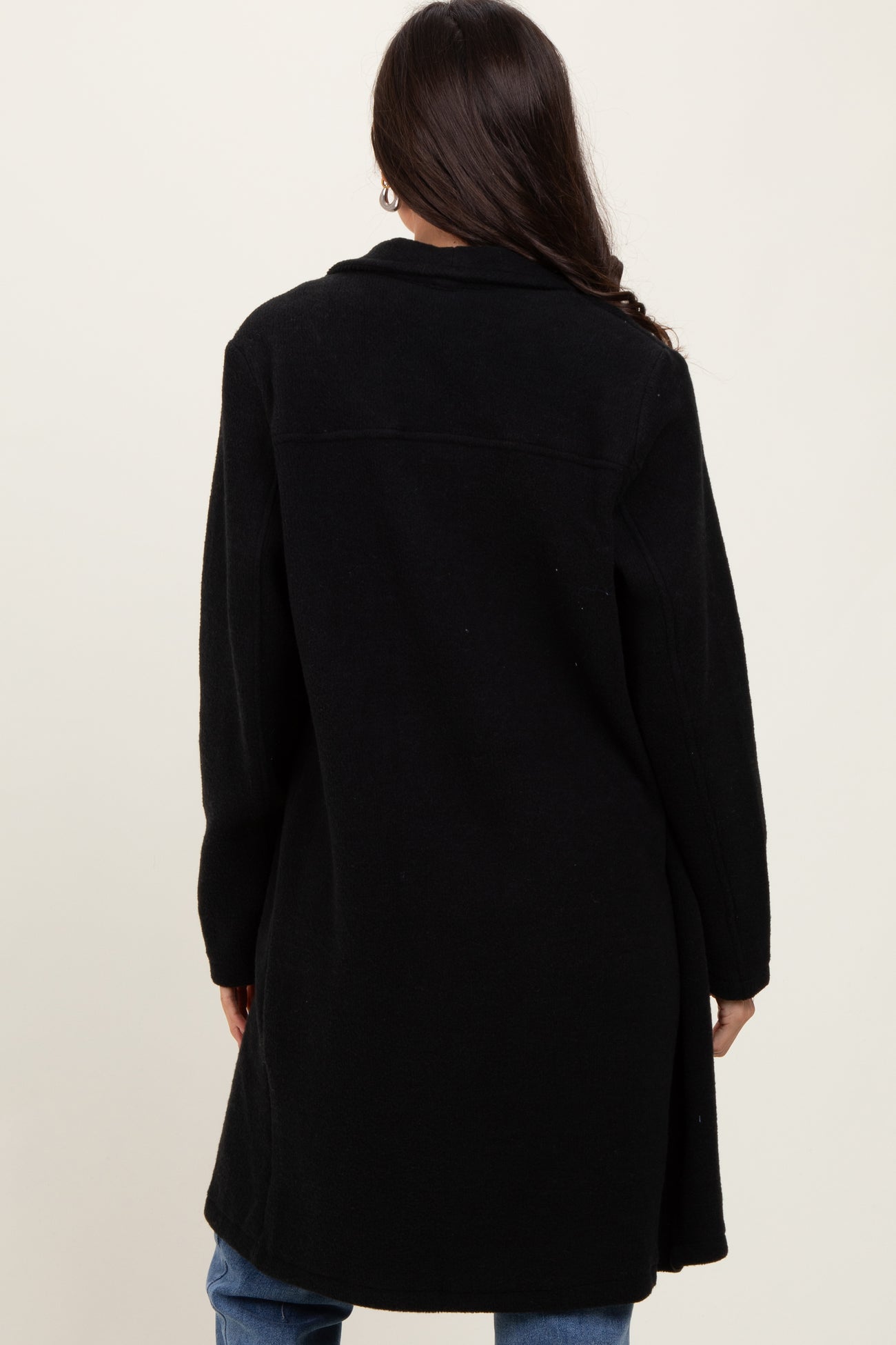 Black Knit Relaxed Fit Coat Jacket