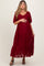 Burgundy Textured Tiered Maternity Midi Dress
