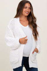 Cream Chunky Knit Oversized Maternity Pocket Cardigan