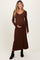 Brown Ribbed Knit Maternity Maxi Sweater Dress