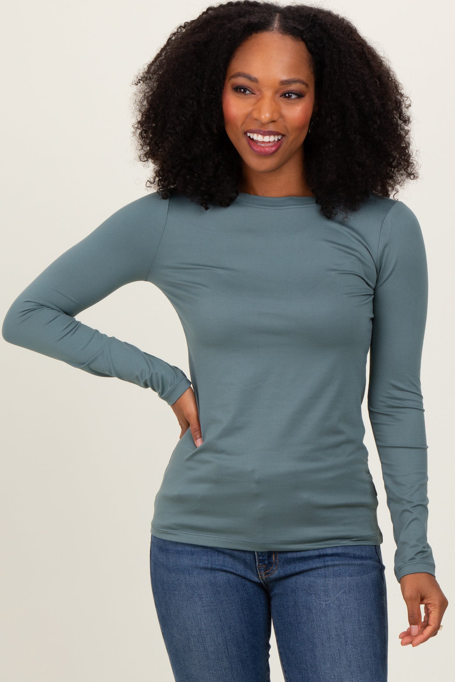 Dusty Jade Basic Long Sleeve Top
