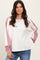 Cream Brushed Knit Colorblock Sleeve Pullover