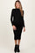 Black Mock Neck Fitted Ribbed Knit Maternity Midi Dress