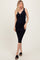 Navy Ribbed Fitted Sleeveless Snap Button Dress