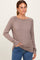 Light Taupe Basic Boatneck Long Sleeve Top