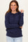 Navy Striped Drawstring Hoodie Top