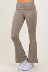 Light Olive Fold Over Waistband Flared Pants