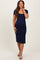 Navy Square Neck Side Slit Maternity Midi Dress