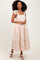 Camel Gingham Lace Trim Shoulder Tie Maxi Dress