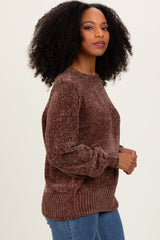 Brown Chenille Knit Sweater