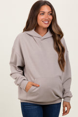 Beige Basic Maternity Hoodie Sweatshirt