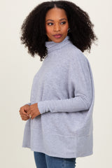 Heather Grey Turtle Neck Brushed Knit Sweater