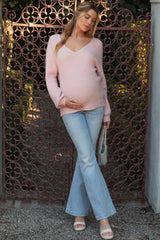 Light Blue Washed Maternity Flare Jeans