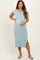 Light Olive Ribbed Knit Button Up Sleeveless Maternity Midi Dress