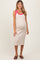 Taupe Mixed Stripe Ribbed Knit Sleeveless Maternity Midi Dress