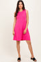 Fuchsia Ribbed Pleated Knit Sleeveless Mini Dress