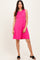 Fuchsia Ribbed Pleated Knit Sleeveless Mini Dress