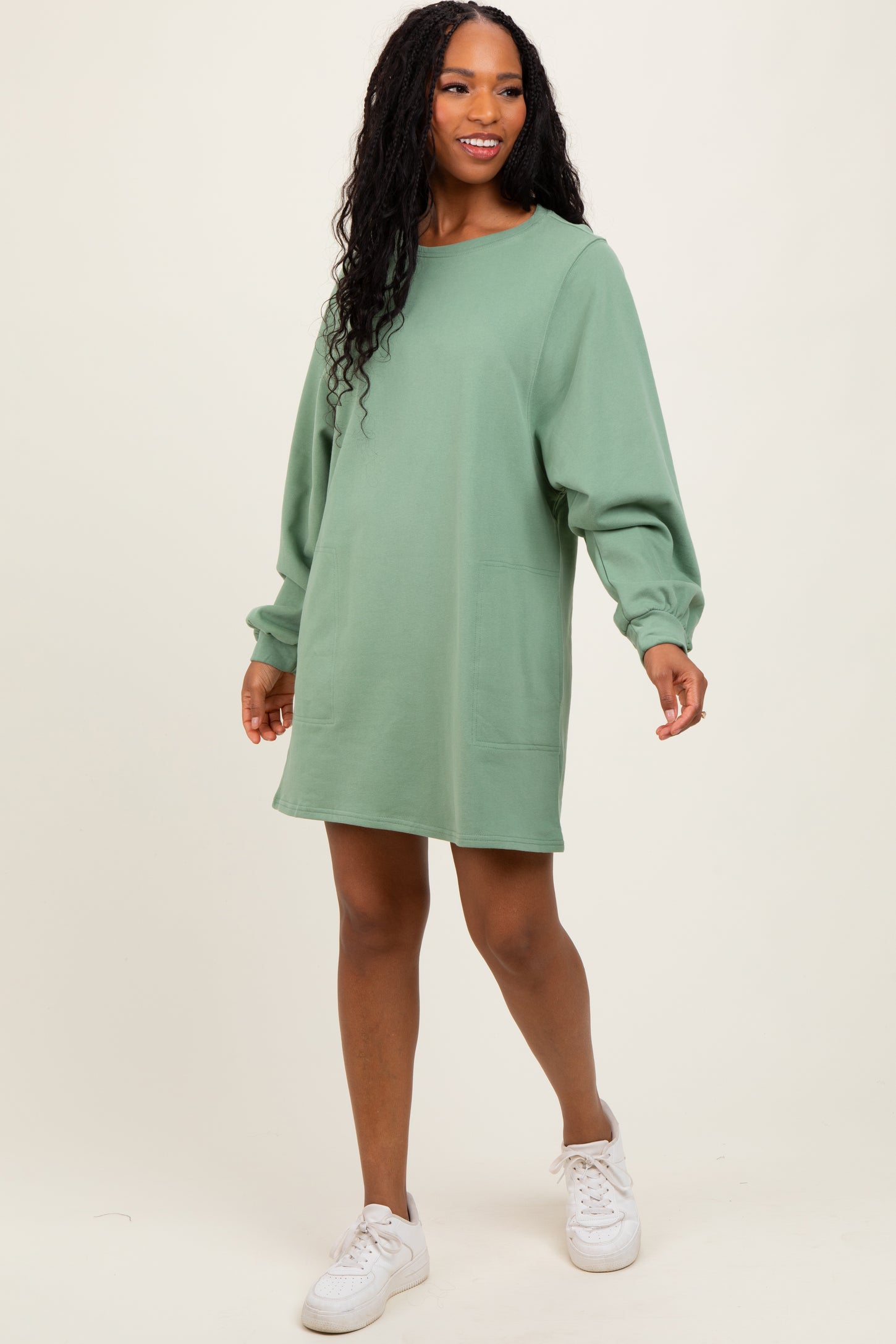 Light Olive Ultra Soft Sweatshirt Dress