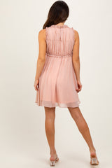 Peach Ruffle Detail Sleeveless Mini Dress