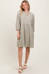 Sage Knit Ruffle Trim Dress