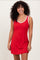 Red Contrast Trim Romper Dress
