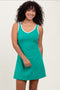 Green Contrast Trim Romper Dress