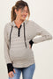 Black Cream Striped Maternity Hoodie
