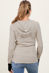 Black Cream Striped Maternity Hoodie