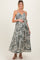Light Olive Geometric Print Sash Tie Maternity Maxi Dress