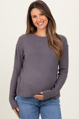 Grey Rib Knit Maternity Sweater