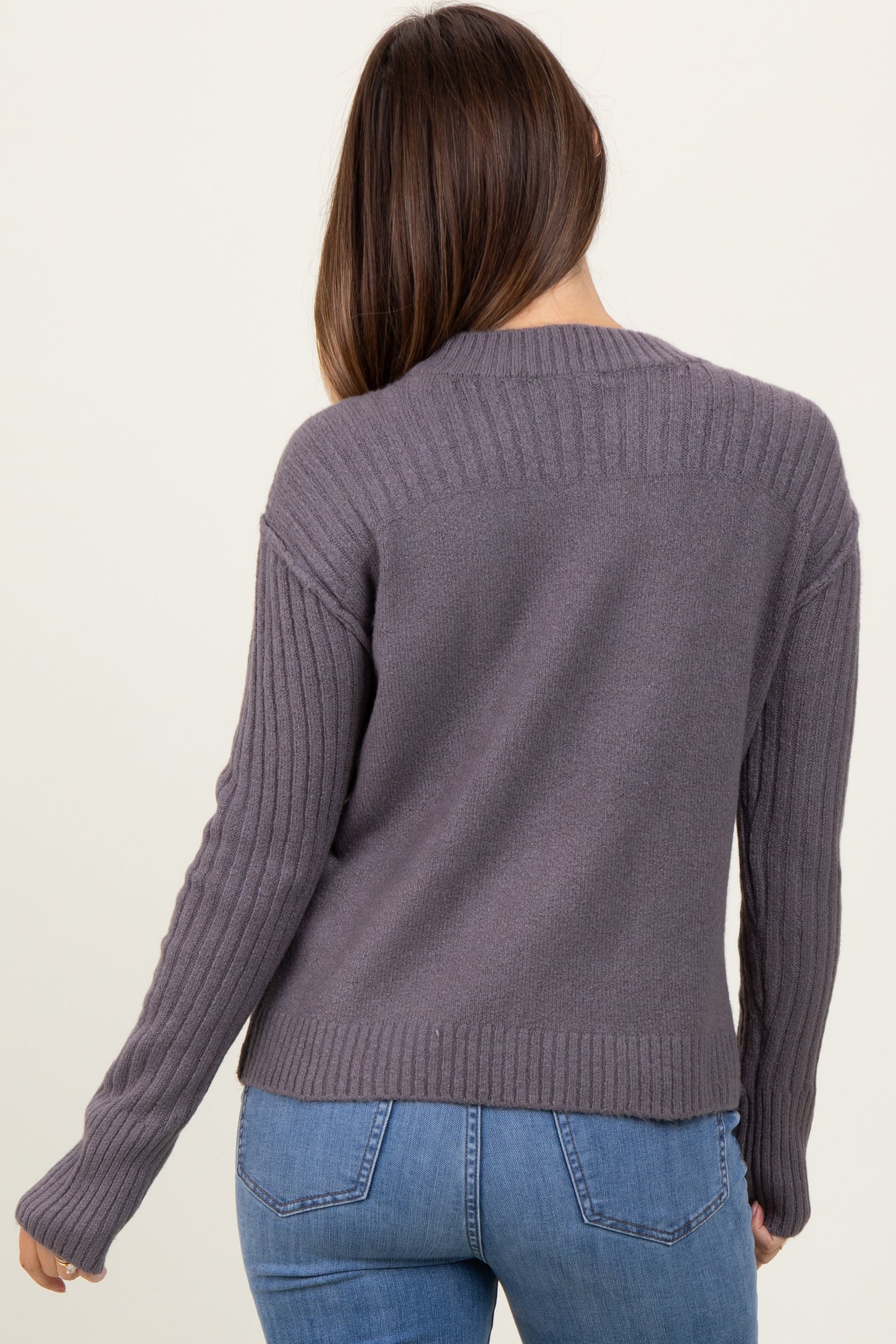 Grey Rib Knit Maternity Sweater