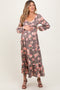 Mauve Blush Sweetheart Neckline Maternity Maxi With Side Pockets
