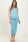 Light Blue Knit Contrast Trim Maternity Midi Dress