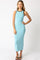 Light Blue Knit Contrast Trim Midi Dress