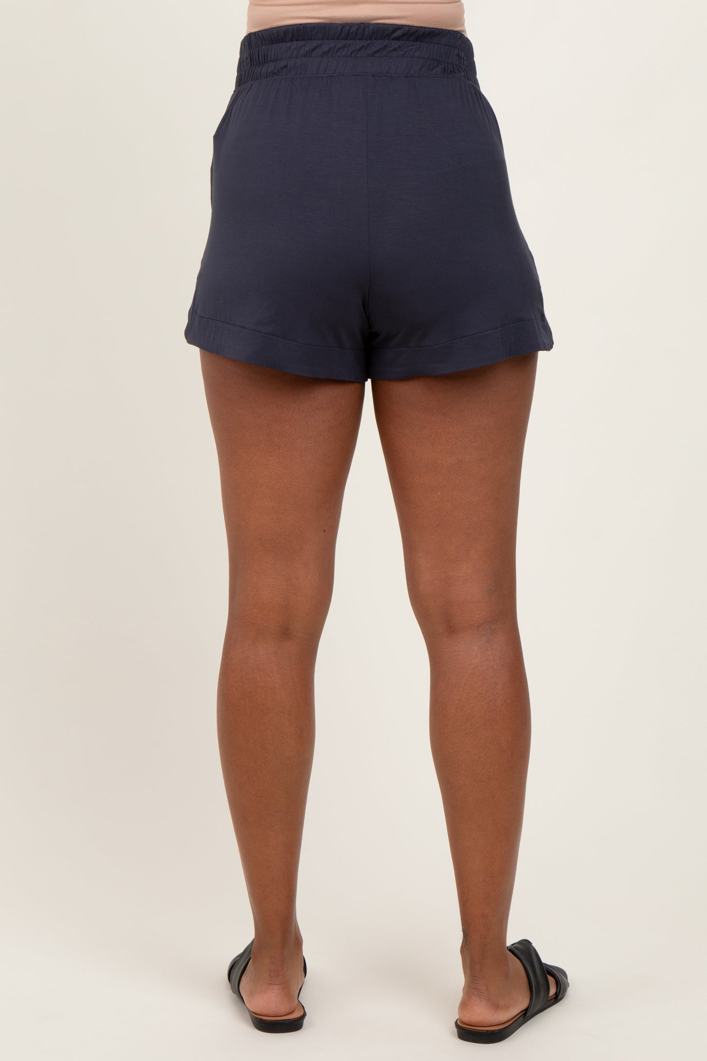 Charcoal Basic Rounded Hem Maternity Shorts