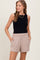 Beige Basic Rounded Hem Shorts