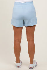Light Blue Basic Rounded Hem Maternity Shorts