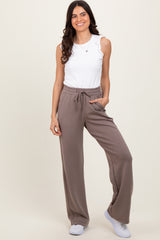 Mocha Straight Leg Drawstring Maternity Sweatpants