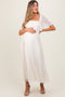 Cream Floral Applique Flutter Sleeved Maternity Midi Dress