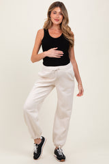 Cream Drawstring Relaxed Fit Maternity Sweatpants