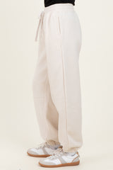 Cream Drawstring Relaxed Fit Sweatpants