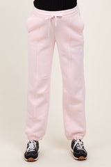 Light Pink Drawstring Relaxed Fit Maternity Sweatpants
