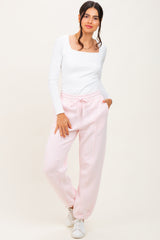 Light Pink Drawstring Relaxed Fit Sweatpants