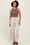 Cream Mineral Wash Wide Leg Ankle Pants