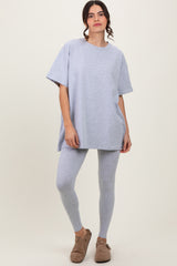 Heather Grey Oversized Crewneck Short Sleeve and Legging Set