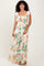 Peach Tropical Floral Shoulder Tie Maxi Dress