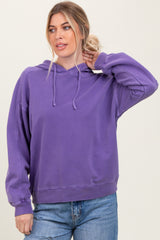 Purple French Terry Hooded Maternity Sweatshirt
