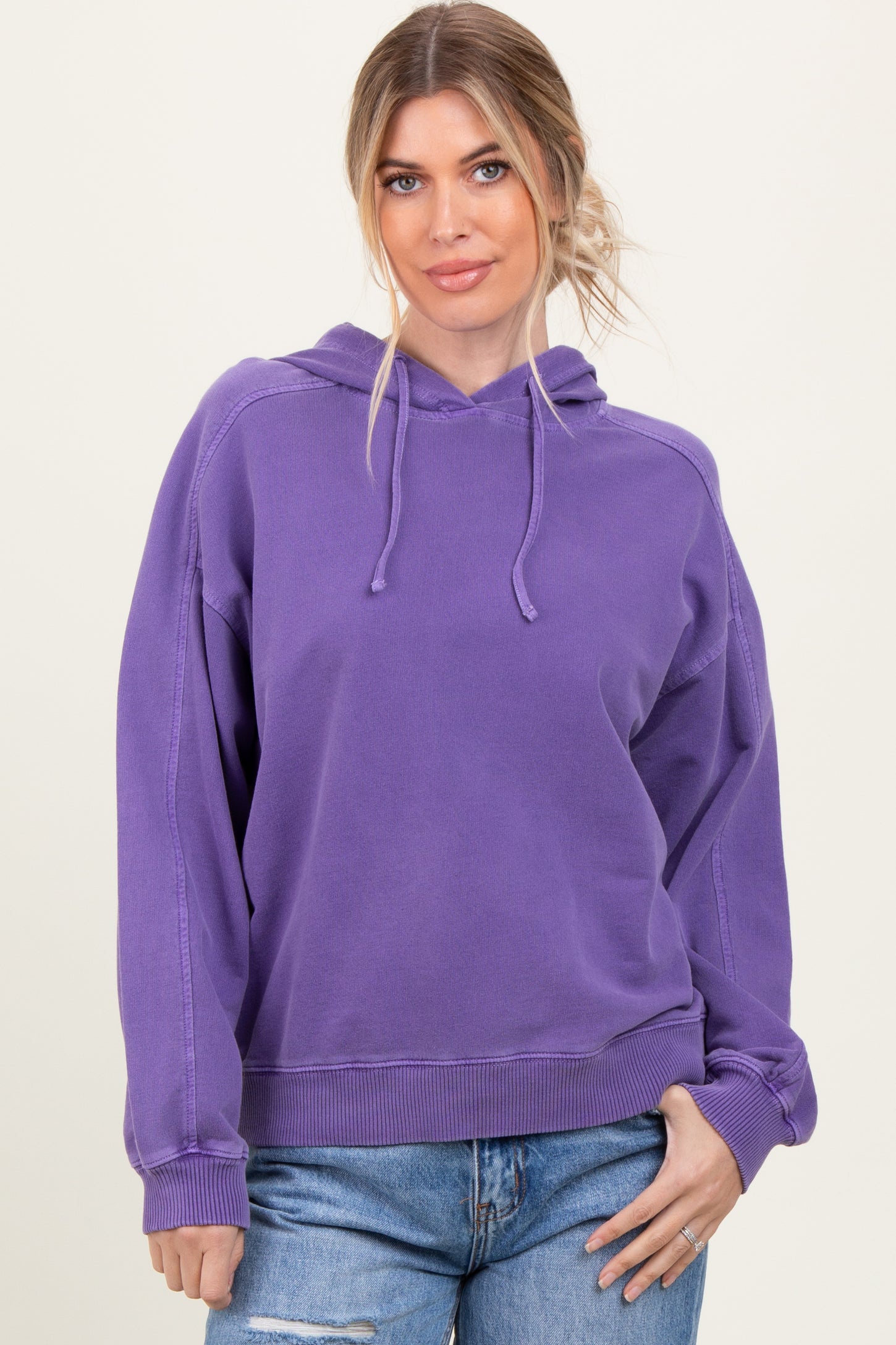 Purple French Terry Hooded Sweatshirt