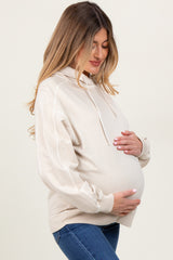 Cream French Terry Hooded Maternity Sweatshirt
